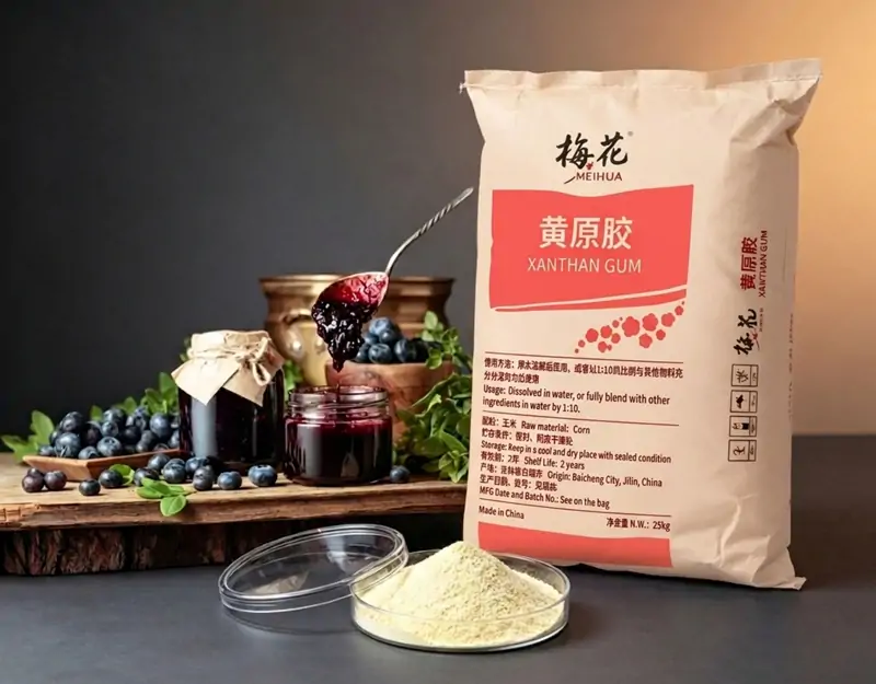 Xanthan gum Ксантановая камедь используется в джемах.